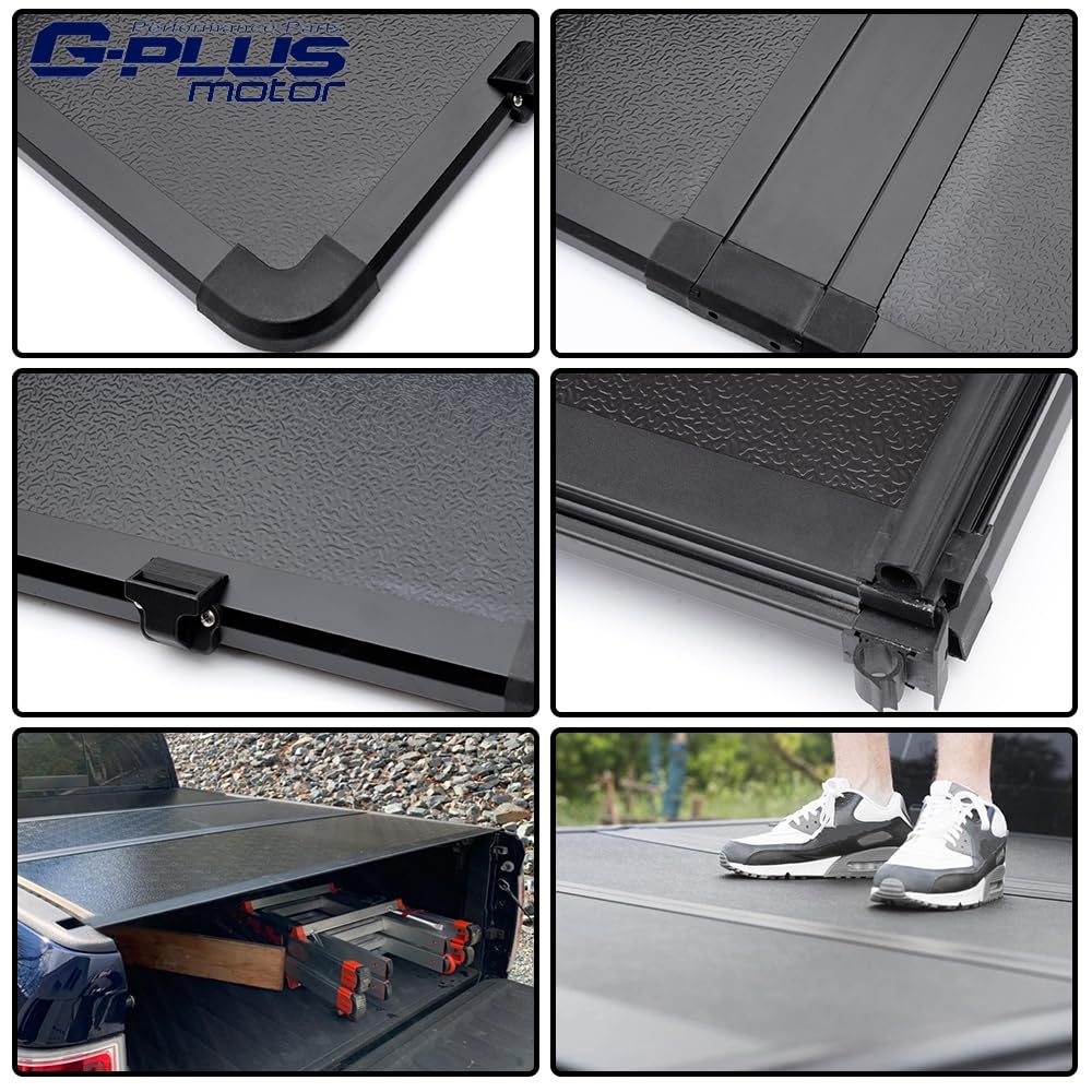 G-PLUS Hard Tri-fold Truck Bed Tonneau Cover Lockable Pickup Folding Covers Compatible with 2005-2011 Dodge Dakota 5'3" Extra Short Bed
