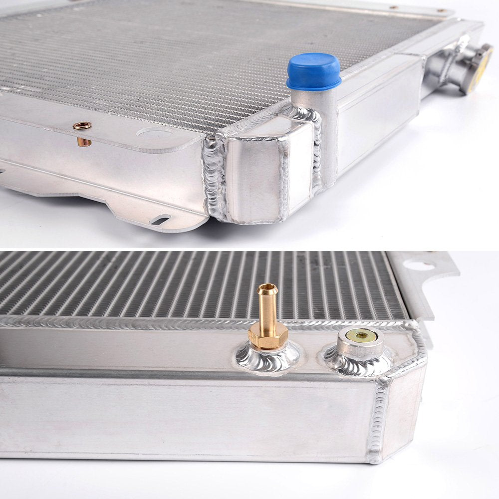 G-PLUS 2 Row Core Full Aluminum Racing Performance Radiator Replacement For 1987-2006 Jeep Wrangler YJ TJ 2.4L-4.2L 2.5L 4.0L L4 L6 Silver