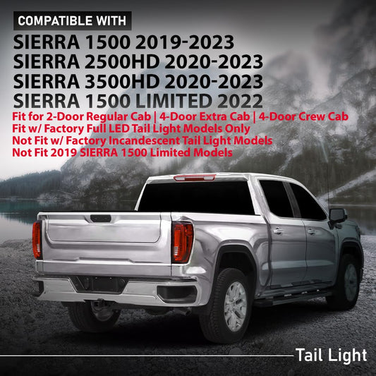 G-PLUS LED Tail Light Assembly Rear Brake Lamp Right Fit 2019-2023 GMC Sierra 1500,Fit 2020-2023 GMC Sierra 2500HD 3500HD,for w/Factory Full LED Tail Light Models Only 84565922 GM2801310 Red