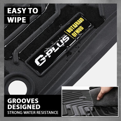G-PLUS Floor Mats 3PCS Fit for Jeep Wrangler JL 2018-2025 Unlimited 4-Door Only (Not Fit for JK or 4XE), All Weather TPE Custom Fit Heavy Duty Floor Liners 1st & 2nd Row, Black