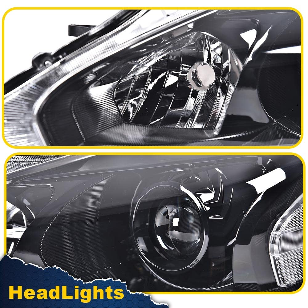 G-PLUS Headlights Assembly Compatible With 2013 2014 2015 Nissan Altima 4-Door Sedan Factory Style Automotive Halogen Model Headlamps (Clear Lens Black Housing Clear Reflector),faros delanteros