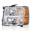 G-PLUS Left Headlights Assembly Compatible with Chevy Silverado 1500 2007-2013/Fit Chevy Silverado 2500 HD 3500 HD 2007-2014 Driver Side Left Headlamp Clear Lens Chrome Housing Amber Reflector