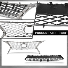 G-PLUS Front Upper Lower Grille 2PCS Set for Lexus RX350 2013-2015 Chrome Black Product Features