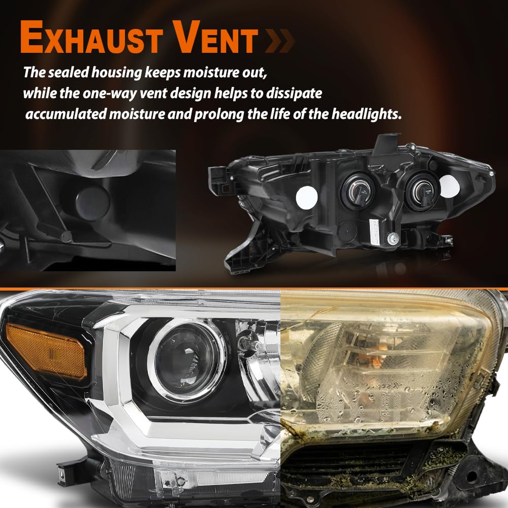 G-PLUS Headlight Assembly Right Side w/o LED Daytime Running Compatible with Toyota Tacoma 2016-2017 8111004260, 8111004250, 8111004261, 8111004262, TO2503243 No Modification Needed White