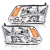G-PLUS Headlights Assembly Fit Dodge Ram 1500 2500 3500 09-10/Fit Ram 1500 2500 3500 4500 5500 2011-2018 Headlamps Pair Clear Lens Chrome Housing Amber Reflector,faros delanteros