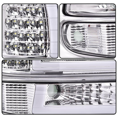 G-PLUS LED DRL Headlights Compatible with 1999-2002 Chevy Silverado/2001-2002 Silverado 1500HD 2500HD/00-06 Tahoe Suburban 1500 2500, Bumper Headlamps, 2Pcs Clear (Left+Right)