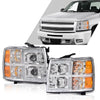 G-PLUS LED Dual Projector Headlights Assembly,Fit Chevy Silverado 1500 2007-2013/Fit 2007-2014 Silverado 2500 3500 & HD, Headlamps w/Bulbs,Clear Lens Chrome Housing Amber Reflector faros delanteros