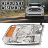 G-PLUS Headlight Assembly Front Headlamp Right Passenger Side w/Bulbs,Fit Dodge Ram 1500 2500 3500 2009-2018 Factory Clear Lens Chrome Housing Amber Reflector Bumper Headlamps,faros delanteros