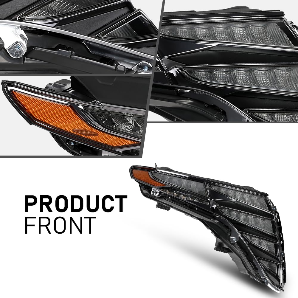 G-PLUS LED Headlights Front Headlamp Assembly Right Passenger, Compatible with Tucson 2021-2024, Clear Lens Black Housing Amber Reflector, 92208CW200, 92208-CW200 Bumper Headlamps,faros delanteros