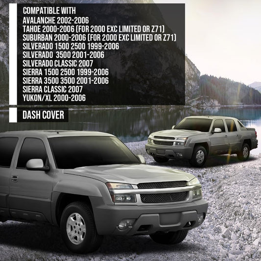 G-PLUS TPE Dash Cover Skin Cap Compatible with Chevy 2000-2006 Fit GMC Sierra 1500 2500 1999-2006 / Sierra Classic 2007 Dark Gray