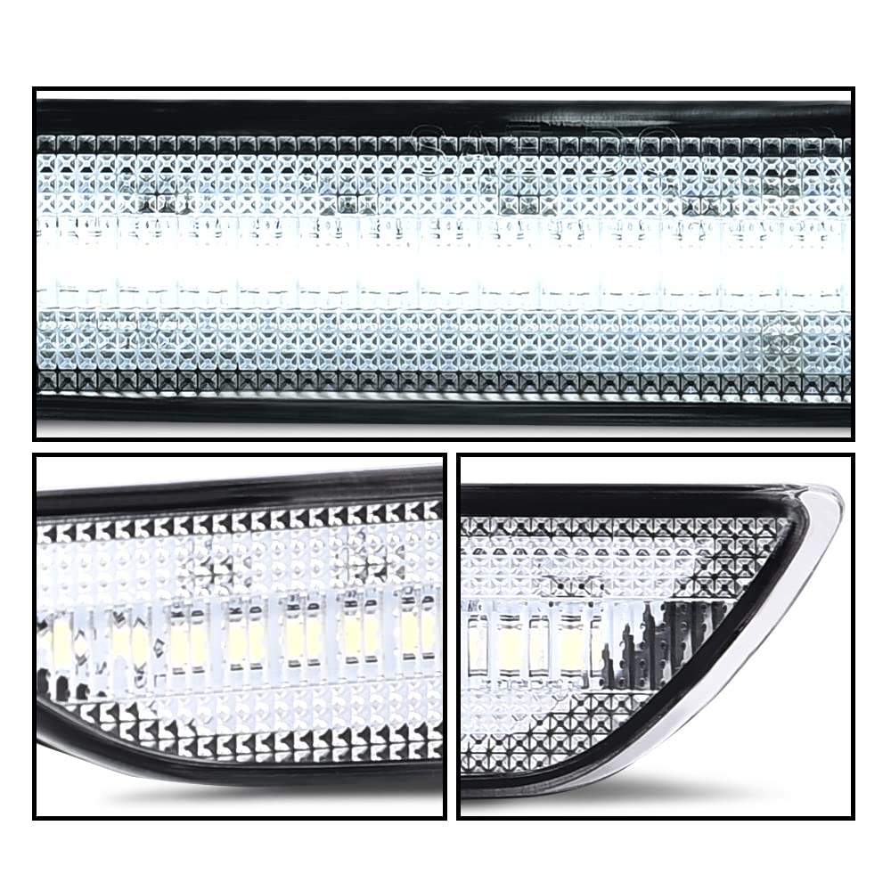 G-PLUS White LED Rear Side Marker Lights Lamps With Bulbs Compatible with Ford Mustang 2015-2022 FR3Z-15A201-A, FR3Z-15A101-A, FR3Z15A201A, FR3Z15A101A Pair Clear Lens