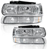 G-PLUS Headlights Assembly & LED 3rd Brake Light Compatible with Chevy Silverado 1999-2002 Fit GMC Sierra 1500 2500HD 3500 1999-2006 LED 3rd Brake Light