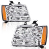 G-PLUS Headlights Assembly Compatible with Chevy Tahoe Subarban Avalanche 2007-2014 Set Pair Bumper Corner Headlamps Left & Right Clear Lens Chrome Housing Amber Reflector,faros delanteros