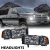 G-PLUS Headlights Lamps Fit 1994-2001 Dodge Ram 1500/1994-2002 Dodge Ram 2500 3500,Not fit Ram Sport,Smoky Lens Chrome Housing Amber Reflector w/o Bulbs Bumper Headlamps,faros delanteros Assembly
