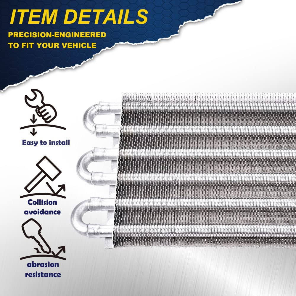 G-PLUS Transmission Oil Cooler & 10" Cooling Fan W/Kit,Aluminum 6 Row Radiator Remote Transmission Oil Cooler 10" Shroud Fan Kit