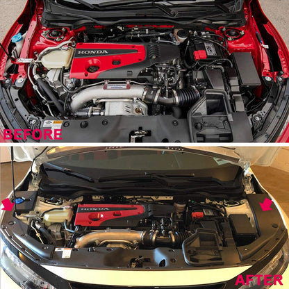 G-PLUS Engine Bay Side Panel Covers Compatible with Honda Civic 2016 2017 2018 2019 | Unpainted ABS Long Version X Gen 10 Generation Left and Right Pair