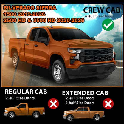G-PLUS in-Channel Side Window Vent Visor Deflectors Rain Guards Compatible with Chevy Silverado GMC Sierra 1500 2019-2026 4 PCS Smoky