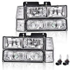 G-PLUS Headlights Assembly, Fit 1994 1995 1996 1997 1998 1999 GMC C1500 K1500 Yukon Bumper Headlamps, Clear Lens Chrome Housing Clear Reflector,faros delanteros