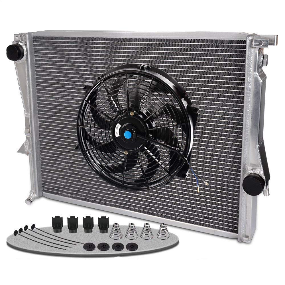 Aluminum Racing Radiator Replacement For BMW Z3 M COUPE/ROADSTER E36 3.2L L6 1998 1999 2000 2001 2002 +14" Radiator Cooling Fan