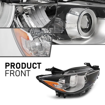 G-PLUS Headlight Assembly Fit Mazda CX-5 4-Door Sport Utility 2013-2016,Not Fit Factory HID/Xenon Right Side Front Headlamp,faros delanteros Clear Lens Chrome Houisng Amber Reflector