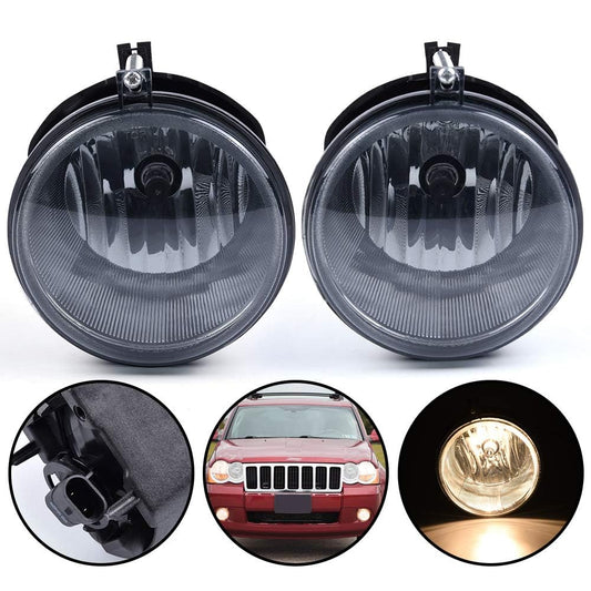 G-PLUS Fog Light Assembly Compatible with Dodge Dakota 2005-2009/ Fit Durango 2007-2009/Fit Jeep Commander 2006-2010/Fit Mitsubishi Raider Bumper Driving Fog Lamps Smoke Lens