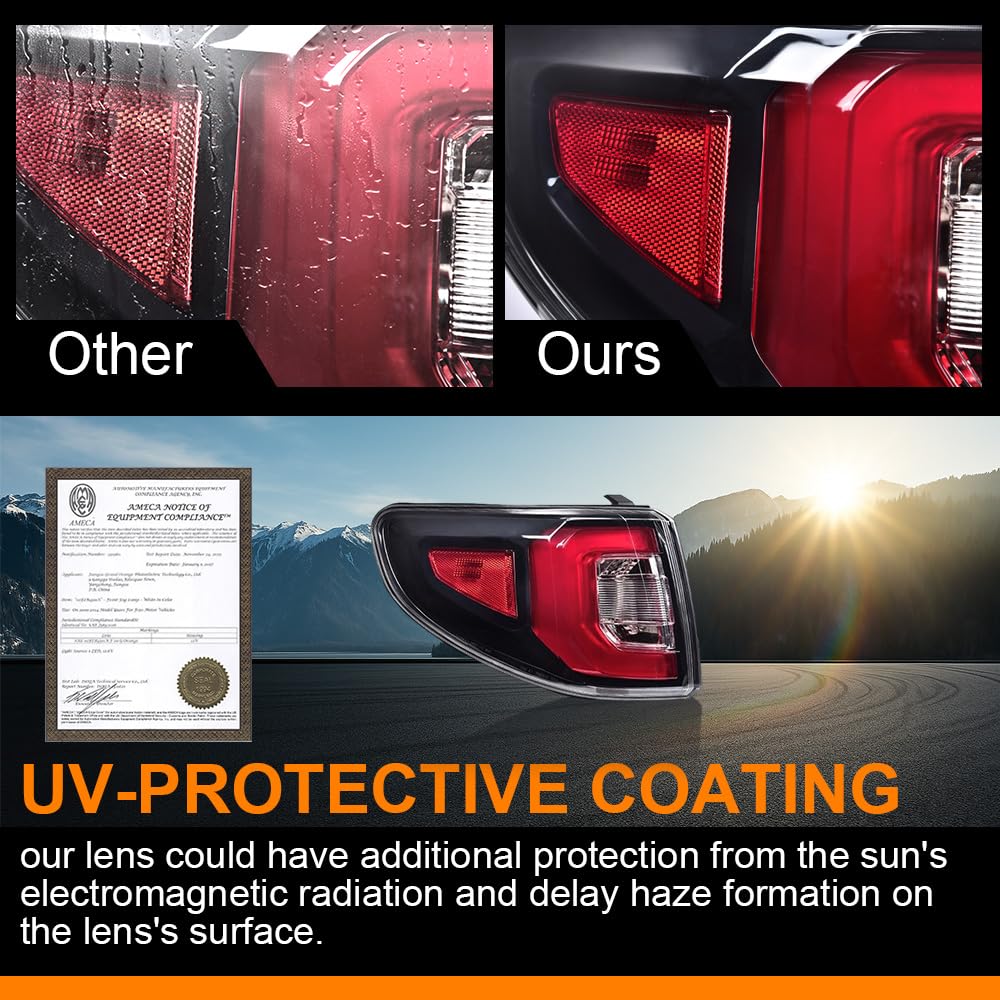 G-PLUS LED Rear Left Tail Light Assembly Compatible with GMC Acadia 2013-2016, Fit GMC Acadia Limited 2017, Left Driver Side Rear Brake Lamp, Clear Lens Red/Black Housing