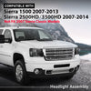 G-PLUS LED Headlights Assembly Front Headlamps Left+Right Fit GMC Sierra 1500 2007-2013, Fit GMC Sierra 2500HD 3500HD 2007-2014 Clear Lens Black Housing Clear Reflector 22853029,faros delanteros