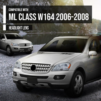 G-PLUS Headlight Lens Cover Compatible with Benz ML Class W164 ML320 ML350 ML500 ML550 ML63 AMG 2006-2008 Left & Right Pair Front Headlamp Lens Cover Clear
