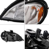 G-PLUS Headlights Assembly, Compatible with 1996-2004 Freghtliner Columbia Left Bumper Headlamps, Clear Lens Chrome Housing Amber Reflector,faros delanteros