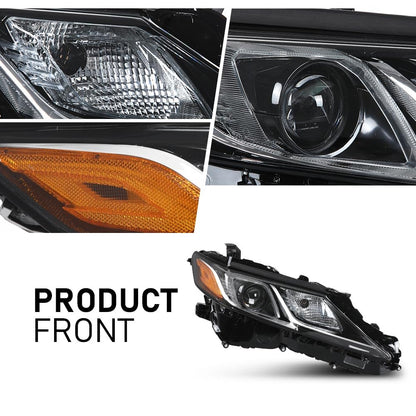 G-PLUS Projector Headlight w/Bulb Compatible with Toyota Camry LE SE 2018-2022 Right Passenger Clear Lens Black Housing Amber Reflector TO2503255Bumper Headlamps,faros delanteros
