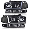 G-PLUS LED Headlights Assembly Compatible with 1999-2007 GMC Sierra 1500HD 2500HD 3500/Fit 1999-2006 GMC Yukon XL 1500 2500,DRL Headlamps Pair Smoky Lens Black Housing Clear Reflector,faros delanteros