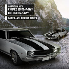 G-PLUS Rocker Panel Support Braces for Chevy Camaro Pontiac Firebird 1967-1969 Silver Front View