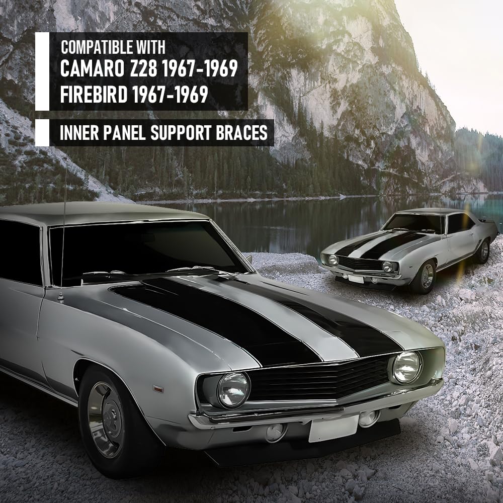 G-PLUS Inner Rocker Panel Support Braces Compatible with Chevy Camaro Pontiac Firebird 1967-1969 Silver