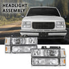 G-PLUS Headlights Combination w/Bulbs Fit GMC C10 1994-1998/Fit GMC Sierra Suburban Yukon 1994-1998 Clear Lens Chrome Housing Amber Reflector Bumper Headlamps,faros delanteros Assembly