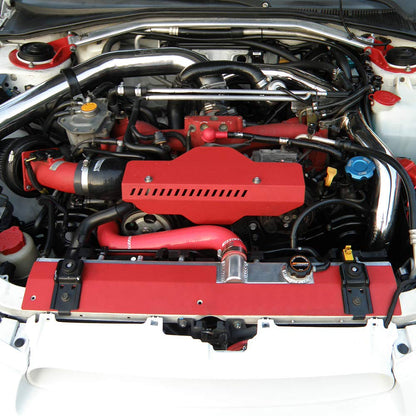 High Performance Radiator Shroud & Pulley Belt Cover Combo Compatible With 2008-2012 Subaru WRX & STi Red