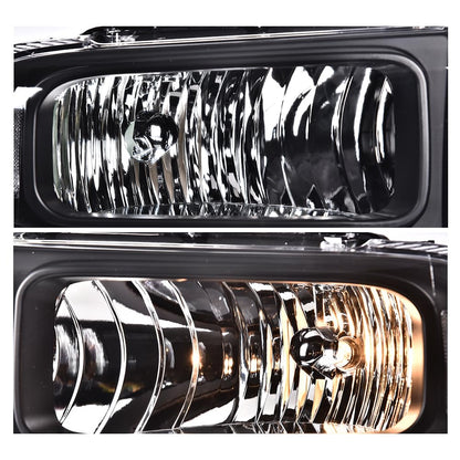 G-PLUS Headlights Assembly Compatible with Ford F250 F350 F450 F550 Super Duty 1999-2004, Fit Ford Excursion 2000-2004 Left & Right Headlamps Assembly, Clear Lens Black Housing Clear Reflector