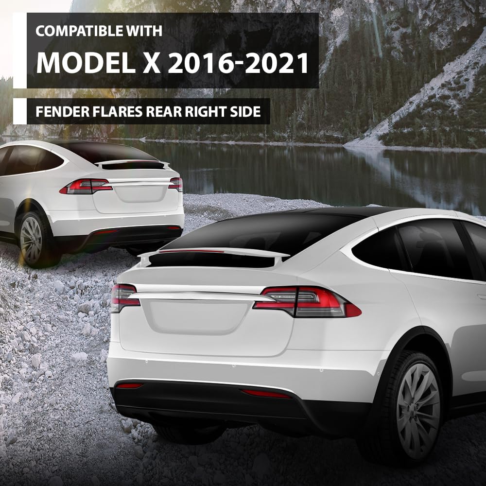 G-PLUS Rear Right Passenger Side Flare Wheel Arch Molding Compatible with Tesla Model X 2016-2023 1035291-00-E, 103529100E Wheel Opening Molding Arch Trim Black