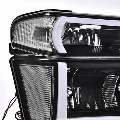 G-PLUS LED DRL Headlights, Fit Chevy Colorado/GMC Canyon 2004-2012,Fit Isuzu i-280 i-350 2006/i-290 i-370 2007-2008 Headlamps, Clear Lens Black Housing Clear Reflector,faros delanteros Assembly