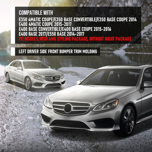 G-PLUS Front Left Driver Side Bumper Trim Molding Compatible with Benz E350 4Matic / Base Coupe 2014 Fit Benz E550 Base 2014-2017 2078850774, MB1046131 Silver