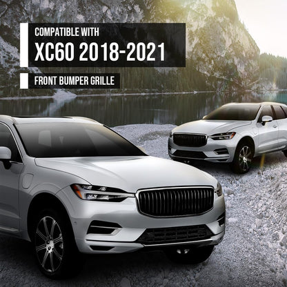 G-PLUS Front Bumper Lower Grille Center Grill Compatible with Volvo XC60 2018-2021 VO1036107, 31425175 Black