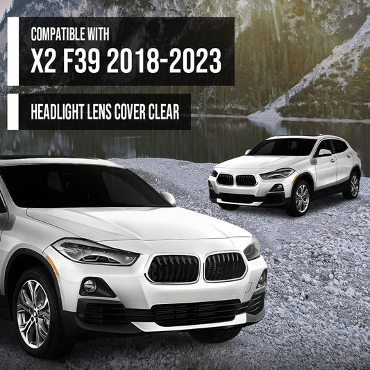 G-PLUS Headlight Lens Cover Compatible with BMW X2 F39 2018-2023 Left & Right Pair Front Headlamp Lens Cover Clear