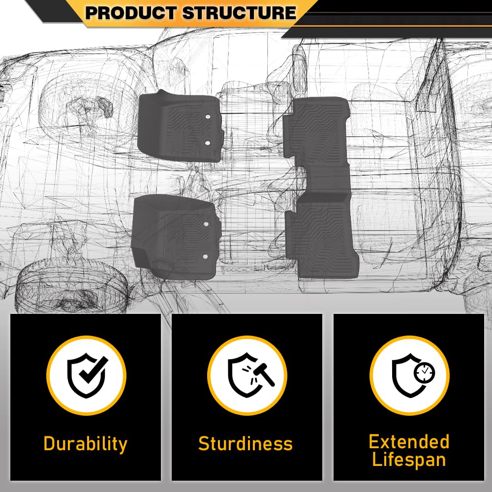 Floor Mats Fit Toyota 4Runner 1996-2002,1st & 2nd Row All Weather Protection TPE Floor Liners Cargo Liner Gray, alfombras para carro