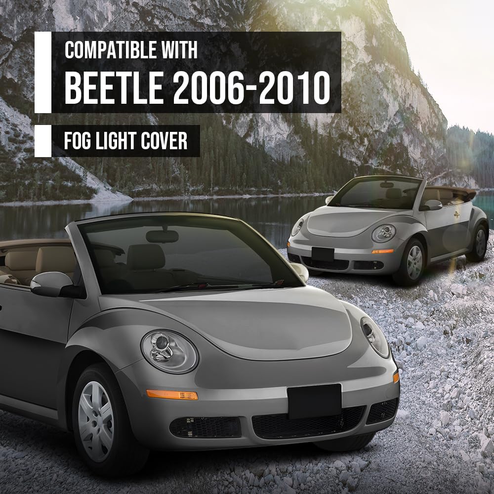 G-PLUS Front Right Side Fog Light Cover Compatible with VW Beetle 2.5 2006-2008 Fit VW Beetle Base/Comfortline 2009-2010 1C0807684A01C, VW1039150 Black