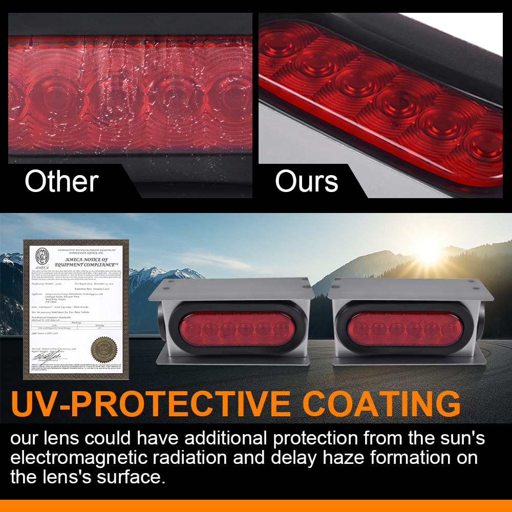 G-PLUS LED Red Lens Trailer Steel Housing Box Compatible with Trailer/Truck W/ 6" Oval Tail Light & 2" Marker Lamp Tail Lamp Luces TraserasAssembly
