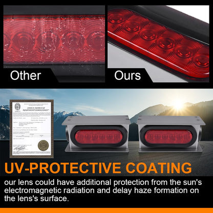 G-PLUS LED Red Lens Trailer Steel Housing Box Compatible with Trailer/Truck W/ 6" Oval Tail Light & 2" Marker Lamp Tail Lamp Luces TraserasAssembly