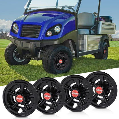 G-PLUS Golf Cart Wheel Covers Hub Caps 8" Black Compatible with EZGO, Club Car & Yamaha