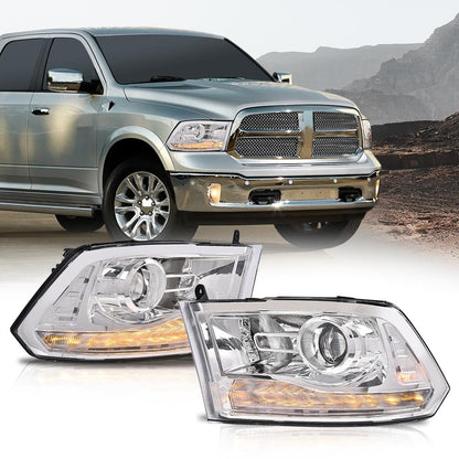 G-PLUS LED Bar Plank Headlights HEADLIGHTS | Fit Dodge Ram 1500 2500 3500 2013-2018 Projector Headlight Clear Lens Clear Housing Clear Reflector CH2503217 55277409AD Bumper Headlamps,faros delanteros Assembly