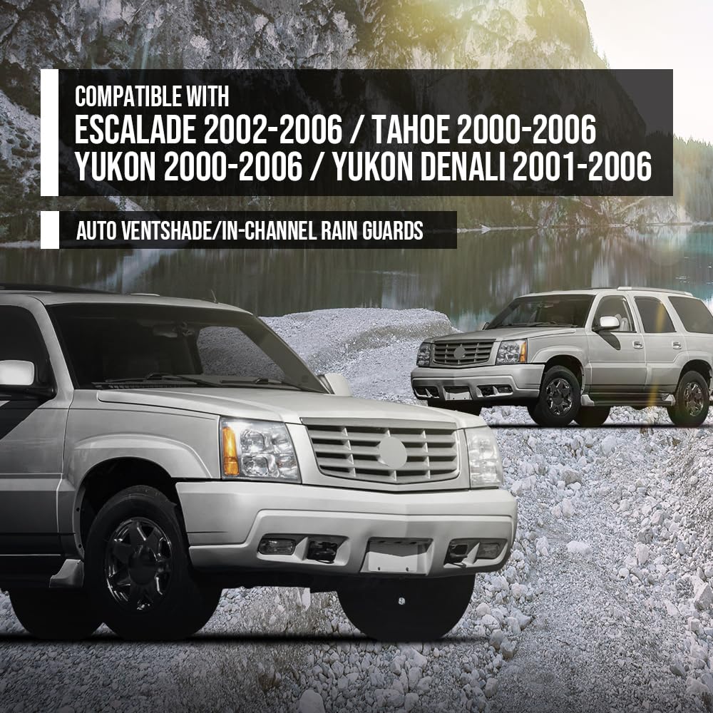 G-PLUS in-Channel Auto Vent Window Visors 4pcs Compatible with Chevy Tahoe/GMC Yukon 2000-2006 Smoky