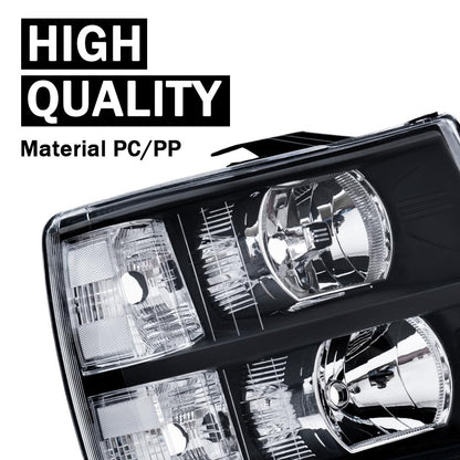 G-PLUS Headlights Compatible with Chevy Silverado 1500 2007-2013/Fit Silverado 2500 3500 & HD 2007-2014 Bumper Headlamps Clear Lens Black Housing Clear Reflector,faros delanteros