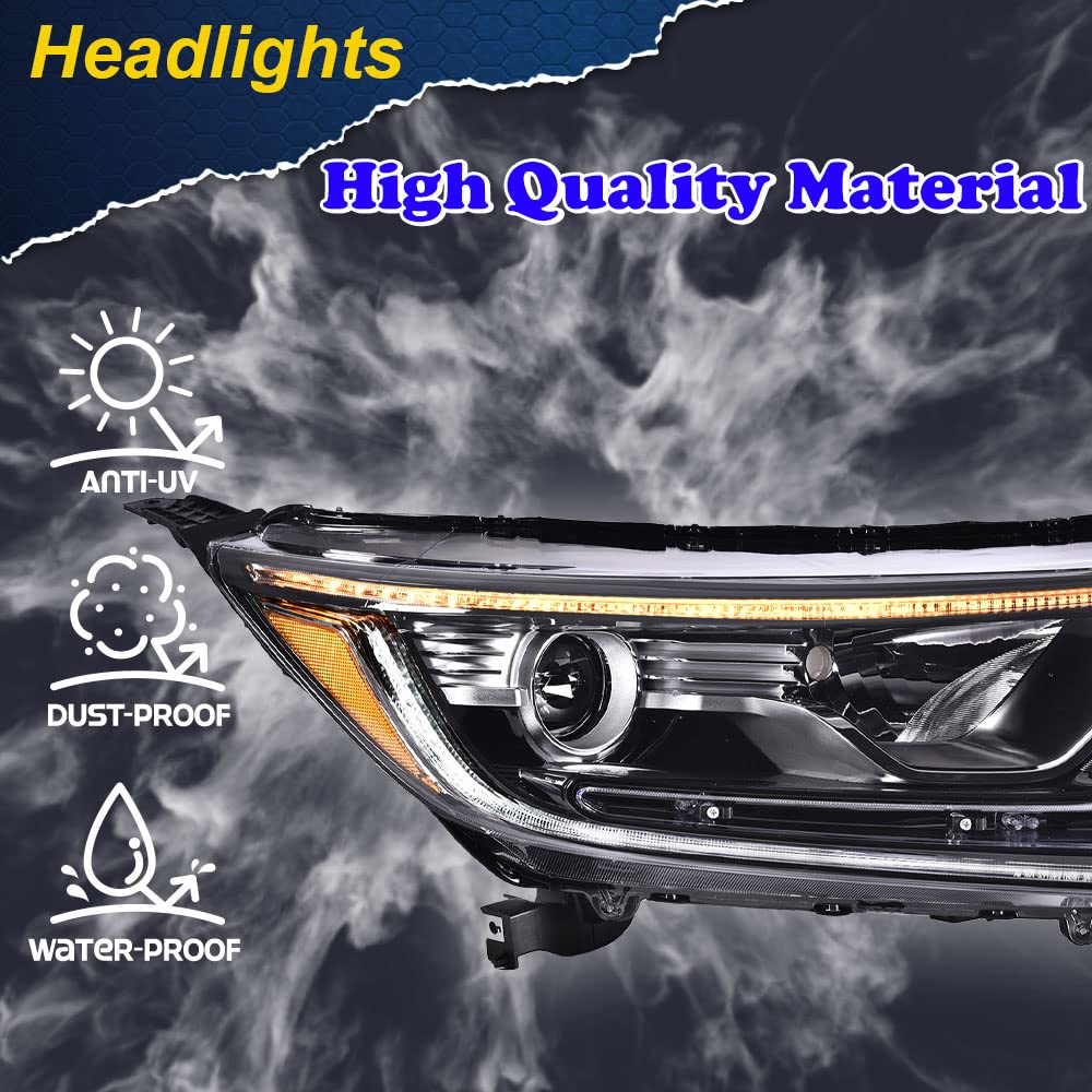 G-PLUS Headlights Assembly, Compatible with 2017 2018 2019 Honda CRV CR-V Right Bumper Headlamp, Clear Lens Black Housing Amber ReflectorBumper Headlamps,faros delanteros